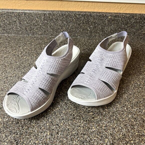 Bzees Womens 9M Lt Purple Fabric Comfort Casual Sandal Sling Back Wedge Open Toe - Picture 2 of 11